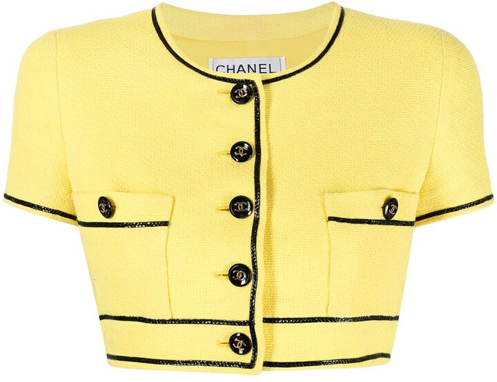 Chanel Pre Owned 1995 Contrast Trimming Cropped Jacket - ShopStyle