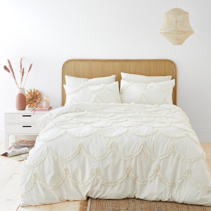 Dunelm Scallop Ruffle Duvet Cover and Pillowcase Set Ivory ShopStyle