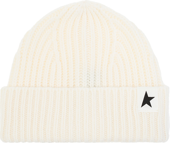 ゴールデングース  JOURNEY BEANIE White wool beanie with black star