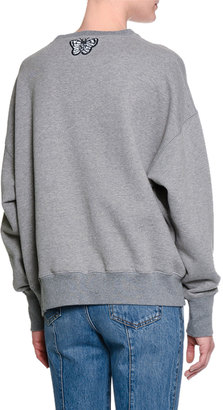 Alexander McQueen Butterfly-Embellished Cotton Sweatshirt, Gray
