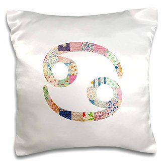 3D Rose Cancer Symbol Colorful Girly Design Cancerian Horoscope Zodiac Sign Pillow Case, 16" x 16"