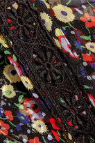 Thumbnail for your product : Anna Sui Floral-print Silk-crepon And Crocheted Lace Kimono - Black
