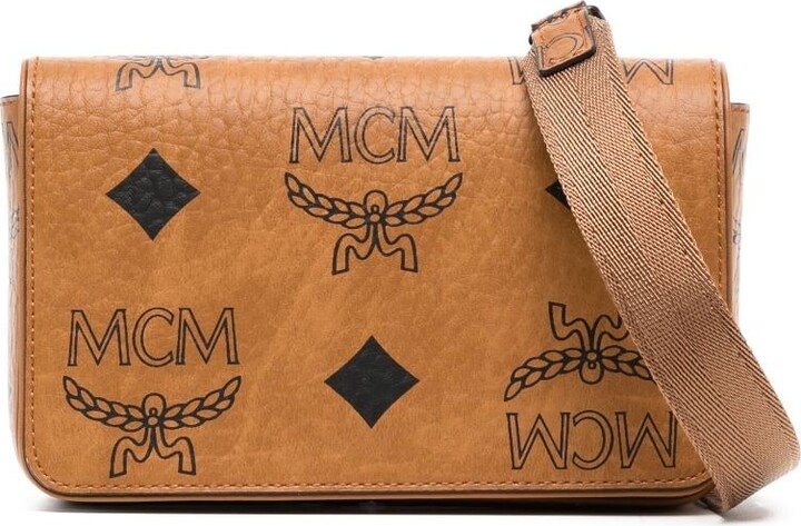 MCM Aren Camera Bag in Vintage Denim Jacquard
