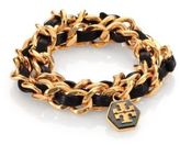 Thumbnail for your product : Tory Burch Leather & Chain Double-Wrap Bracelet