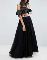 Thumbnail for your product : ASOS DESIGN Tulle Maxi Skirt with Embellished Waistband