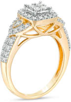 Thumbnail for your product : Zales 3/8 CT. T.W. Diamond Cushion Frame Petal-Sides Engagement Ring in 10K Gold