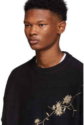 Haider Ackermann Black Floral Embroidered Sweatshirt