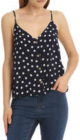 Thumbnail for your product : Miss Shop Viscose Crepe Button Through Cami - Navy Base Ditsy Daisy Print
