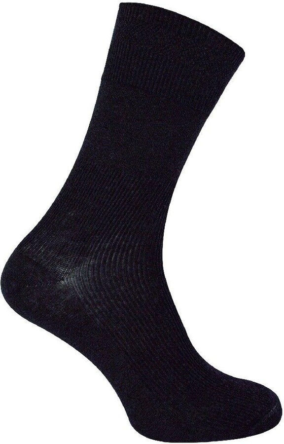 Dr.Socks Extra Wide Ribbed Seamless Merino Wool Diabetic Socks in Black