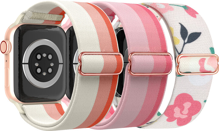 3 Pack Cute Flower Pattern Stretchy Band Compatible with Apple Watch Bands 38mm 40mm 41mm 42mm 44mm 45mm 49mm Women Band