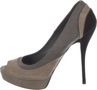 Gucci Suede Colorblock Pattern Pumps