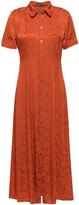 Thumbnail for your product : ALEXACHUNG Ruffled Satin-jacquard Midi Shirt Dress