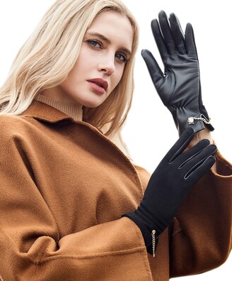 Women's Ladies Genuine Lambskin Leather Gloves Winter Warm Driving Soft Lining 