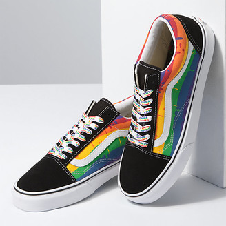 multi old skool rainbow drip trainers