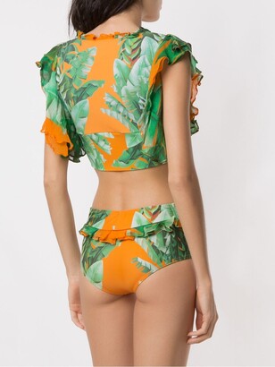 AMIR SLAMA Printed Crop Top Bikini Set