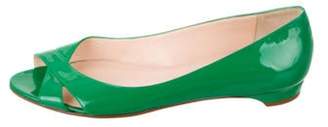 Christian Louboutin Patent Peep-Toe Flats green Patent Peep-Toe Flats