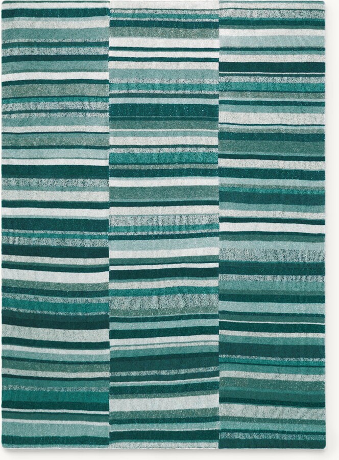 The Elder Statesman The Stripe Super Soft Blanket Emerald Stripe