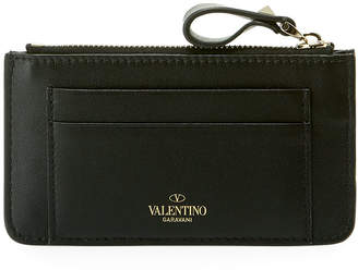 Valentino Garavani Rockstud Leather Key Chain Card Case