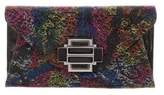 Thumbnail for your product : Kara Ross Lizard-Trimmed Multicolor Glitter Flap Clutch Black Lizard-Trimmed Multicolor Glitter Flap Clutch