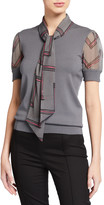 Thumbnail for your product : Emporio Armani Short-Sleeve Knit Top with Contrast Bow Collar