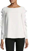 Thumbnail for your product : Club Monaco Belise Boat-Neck Ruffled Sleeves Crepe Top