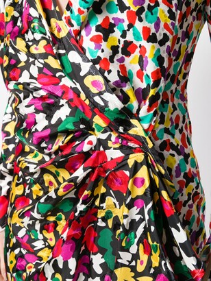 ATTICO Mixed-Print Wrap Dress