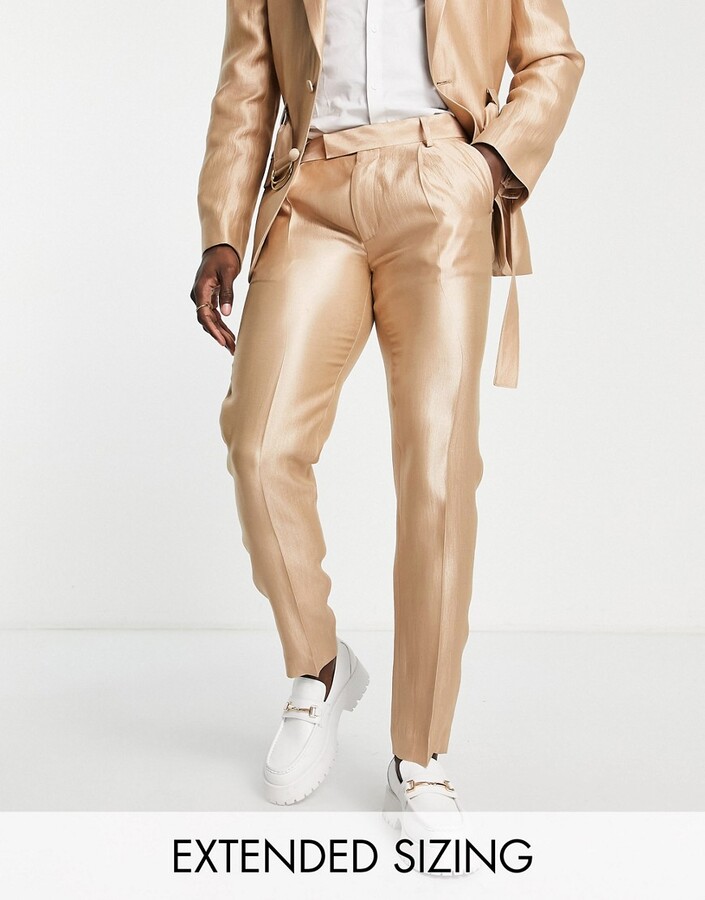 ASOS DESIGN oversized tapered suit pants in gold metallic - ShopStyle