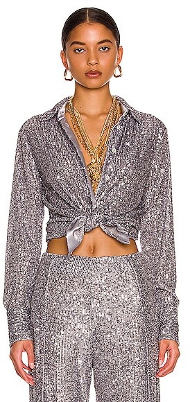 sequin button up shirt