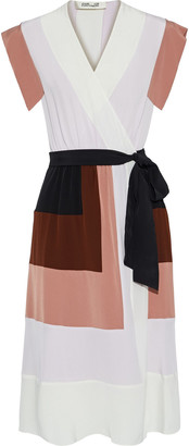 Diane von Furstenberg Ingrid Color-block Silk Crepe De Chine Wrap Dress
