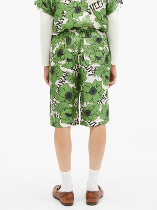 Gucci Poppy-print Silk Shorts - Green Multi