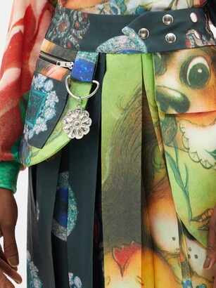 Chopova Lowena Linus Upcycled Printed Pleated Skirt - Green Multi