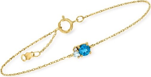 Ross-Simons PureCollectionbyRoss-Simons0.30CaratLondonBlueTopazBraceletWithSwissBlueTopazandDiamondsin14ktYellowGoldSize7.5