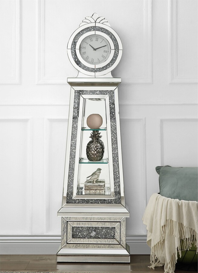 BESTCOSTY Grandfather Clock with LED Mirrored and Faux Diamonds
