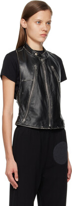 MM6 MAISON MARGIELA Black Moto Zip Leather Vest