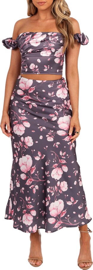 Petal & Pup Arabella Satin Crop Top & Matching Skirt Set