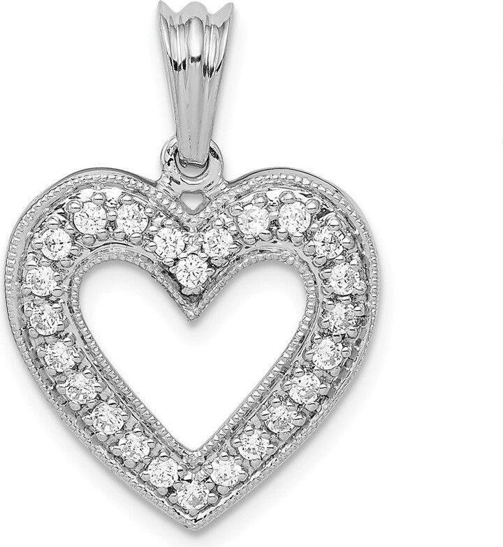 Diamond2Deal 14K White Gold Lab Grown Diamond Heart Pendant (0.35ct VS G-H)