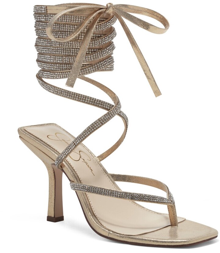 gold heels that wrap around