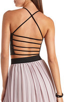 Thumbnail for your product : Charlotte Russe Strappy Backless Faux Leather Crop Top
