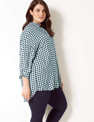 Marks and Spencer CURVE Checked Long Sleeve Shirt