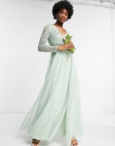 Thumbnail for your product : Frock and Frill wrap front embellished maxi dress in sage green