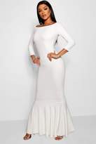 Thumbnail for your product : boohoo Boat Neck Fish Tail Wedding Dress