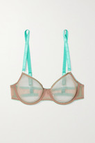 Thumbnail for your product : Dora Larsen Juno Lace-trimmed Satin And Stretch-tulle Underwired Soft-cup Bra - Sand