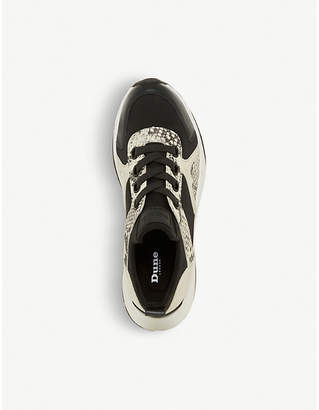 Dune Eiffel croc-embossed faux-leather wedge trainers