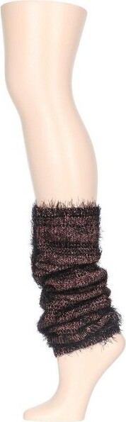 Me Moi MemoiWomen'sFuzzyColorFlowSlouchedKnitLegwarmerBlack-RedOneSize