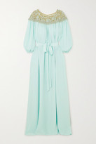 Thumbnail for your product : Marchesa Embellished Tulle And Silk Crepe De Chine Gown - Mint