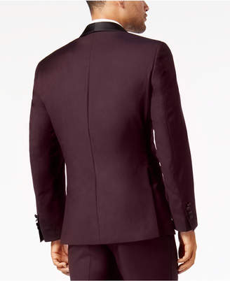 Tallia Men's Slim-Fit Burgundy Solid Twill Wool Dinner Jacket