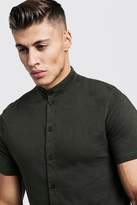 Thumbnail for your product : boohoo Muscle Fit Short Sleeve Grandad Jersey Shirt