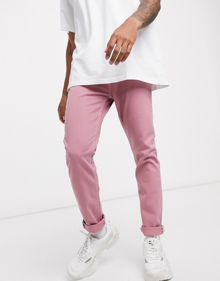 ASOS DESIGN skinny jeans in pink - ShopStyle