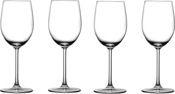 JoyJolt Geo White Wine Glass with Geometric Shape Design, 4 Piece