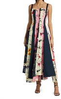 Thumbnail for your product : Oscar de la Renta Squareneck Floral Panel Midi Dress